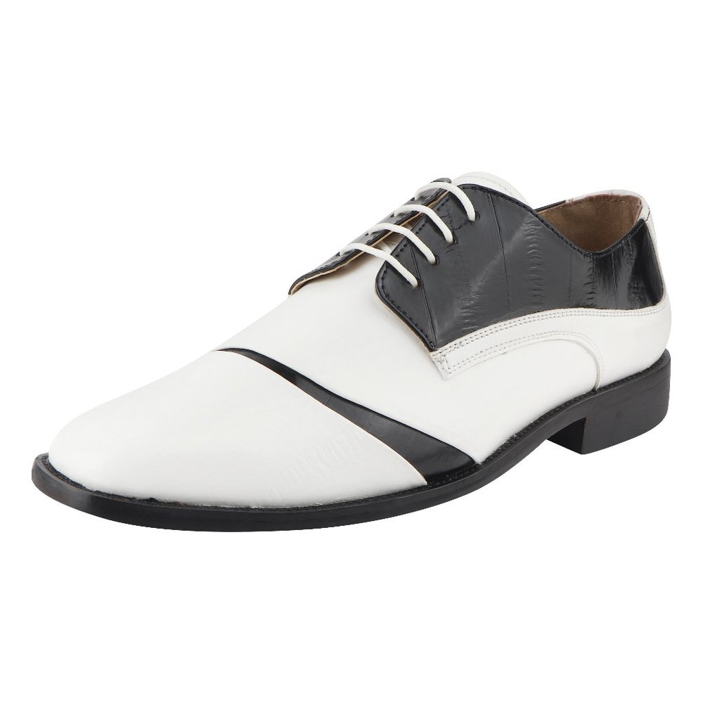 LIBERTYZENO White-black Leather Oxford Style Dress Shoes